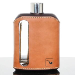 Ragproper Dark Tan Leather Glass Whisky Flask (240ml)