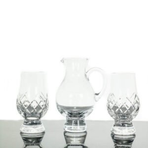 Glencairn Cut Crystal “Hatch” Two Whisky Tasting Glasses With Iona Jug In Presentation Box